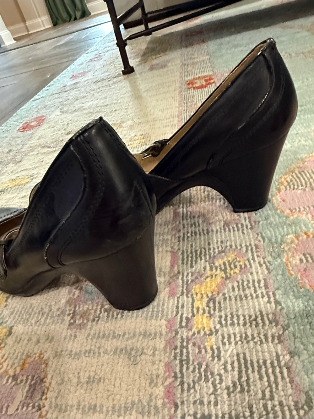 Naturalizer Black Leather Mary Jane Pumps with Buckle - Picture 3 of 3